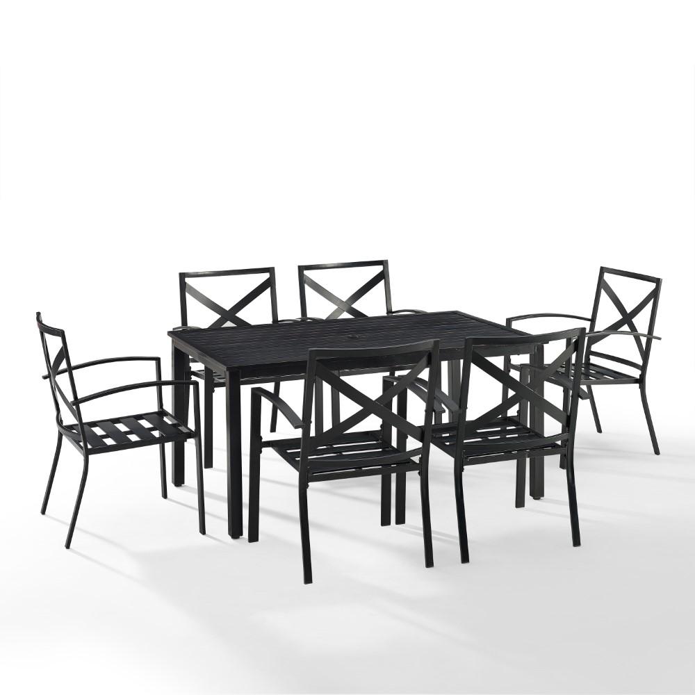 Crosley Furniture - Kaplan 7 Piece Outdoor Dining Set Mist/Oil Rubbed Bronze - Table & 6 Chairs - KO60020BZ-MI veiw 3