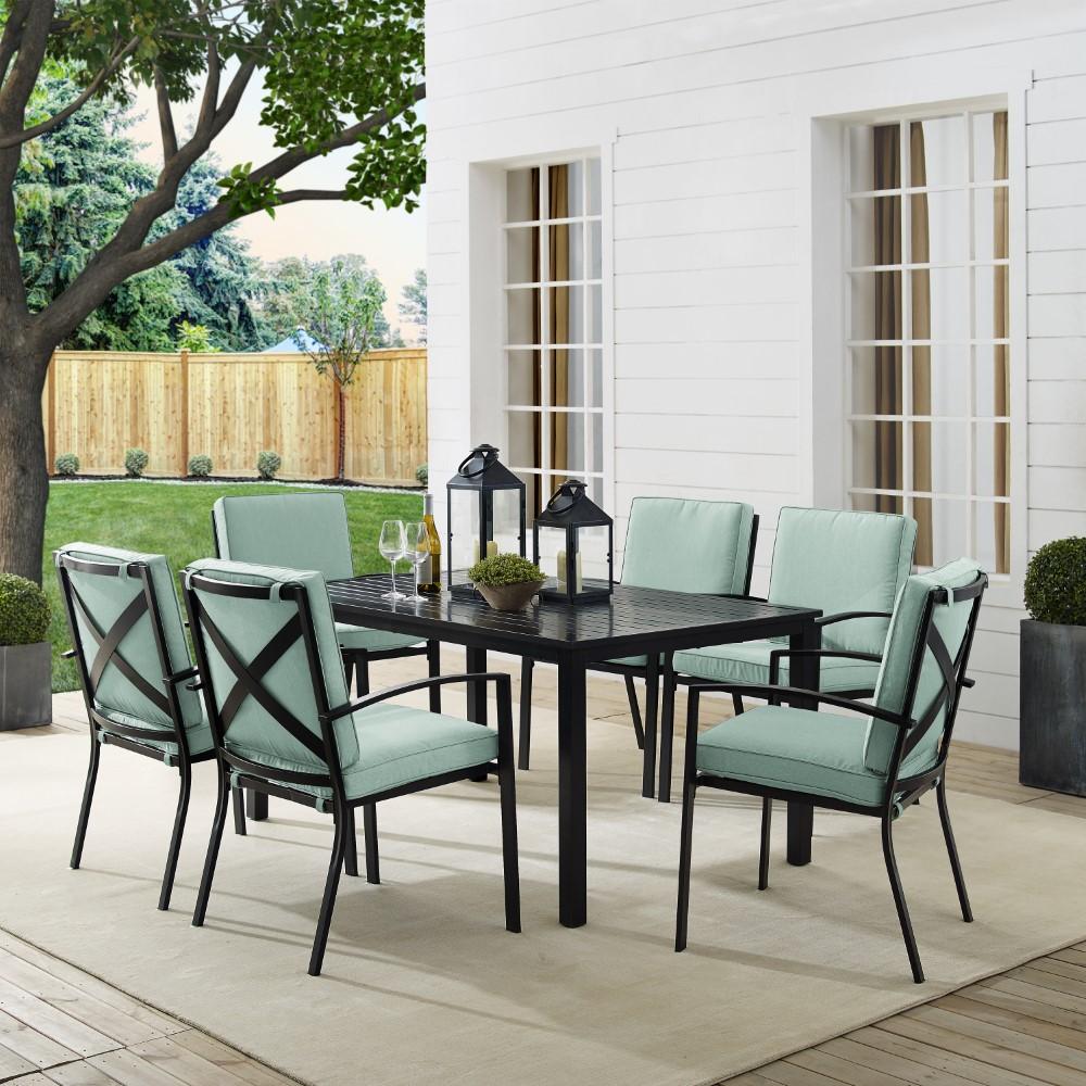 Crosley Furniture - Kaplan 7 Piece Outdoor Dining Set Mist/Oil Rubbed Bronze - Table & 6 Chairs - KO60020BZ-MI veiw 8
