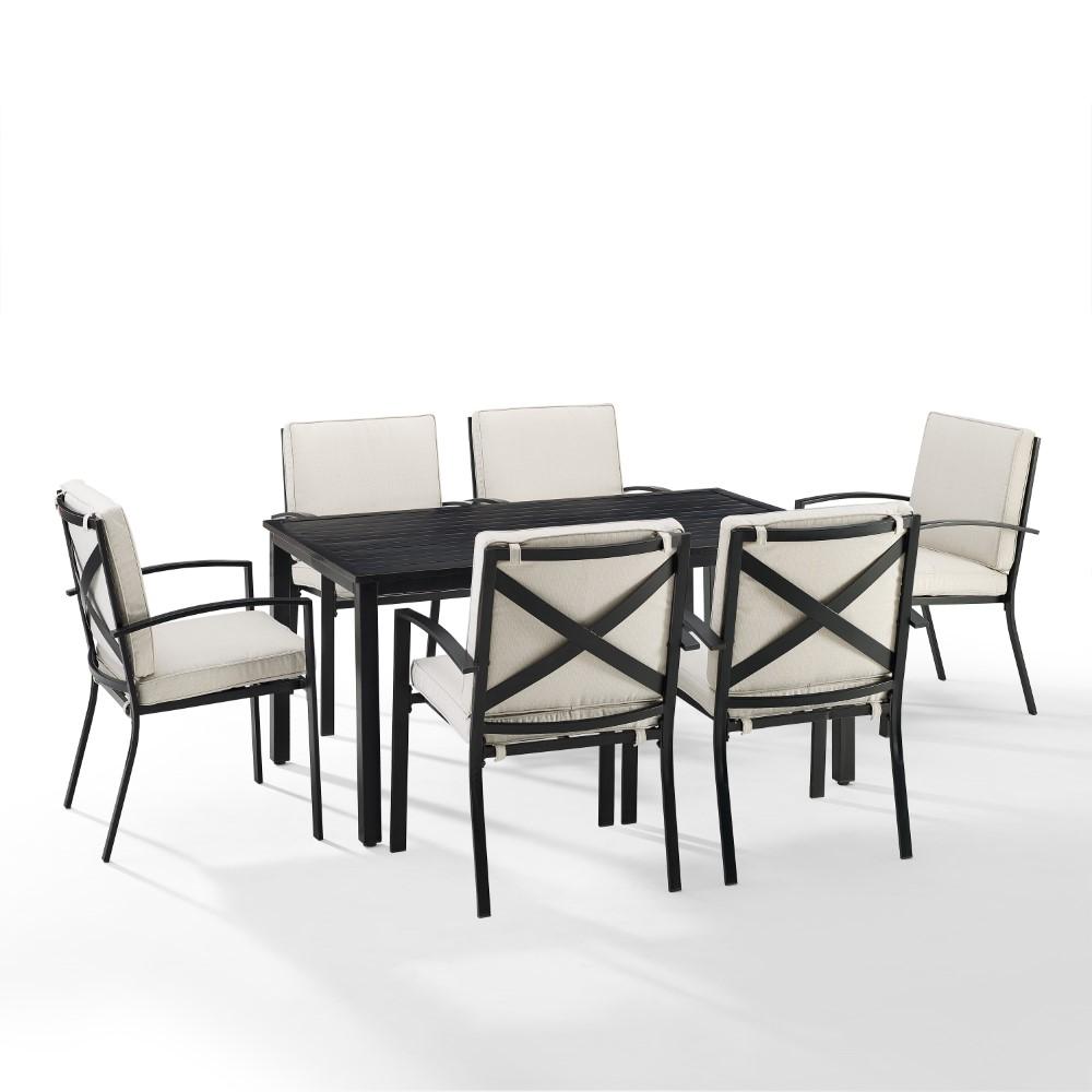 Crosley Furniture - Kaplan 7 Piece Outdoor Dining Set Oatmeal/Oil Rubbed Bronze - Table & 6 Chairs - KO60020BZ-OL veiw 1