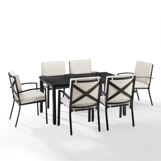Crosley Furniture - Kaplan 7 Piece Outdoor Dining Set Oatmeal/Oil Rubbed Bronze - Table & 6 Chairs - KO60020BZ-OL veiw 1