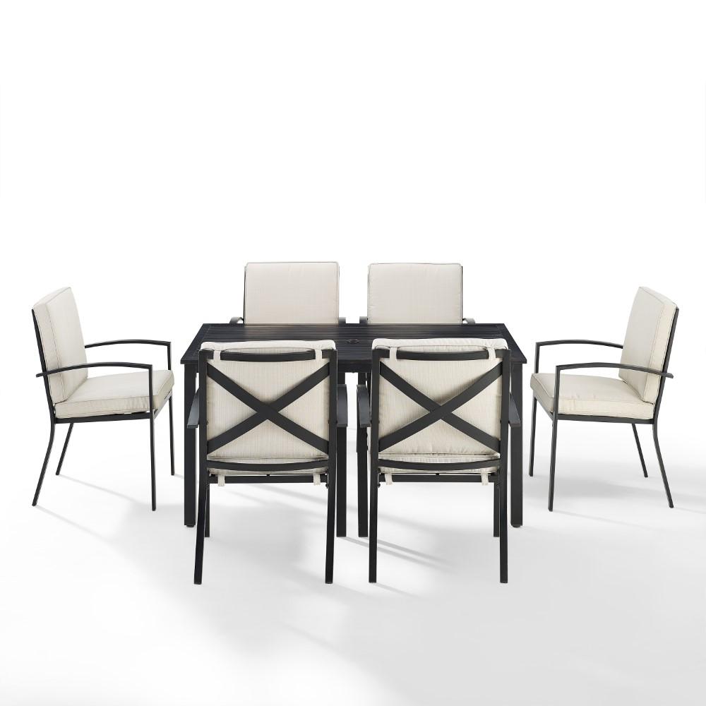 Crosley Furniture - Kaplan 7 Piece Outdoor Dining Set Oatmeal/Oil Rubbed Bronze - Table & 6 Chairs - KO60020BZ-OL veiw 2