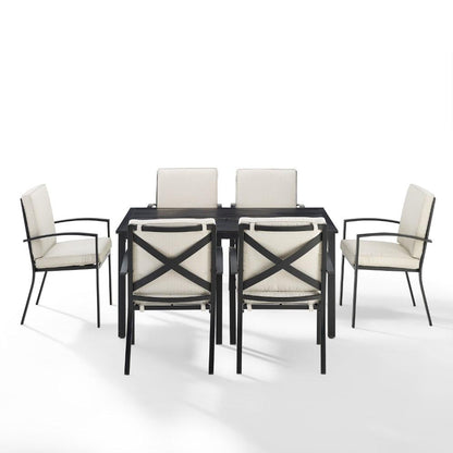 Crosley Furniture - Kaplan 7 Piece Outdoor Dining Set Oatmeal/Oil Rubbed Bronze - Table & 6 Chairs - KO60020BZ-OL veiw 2