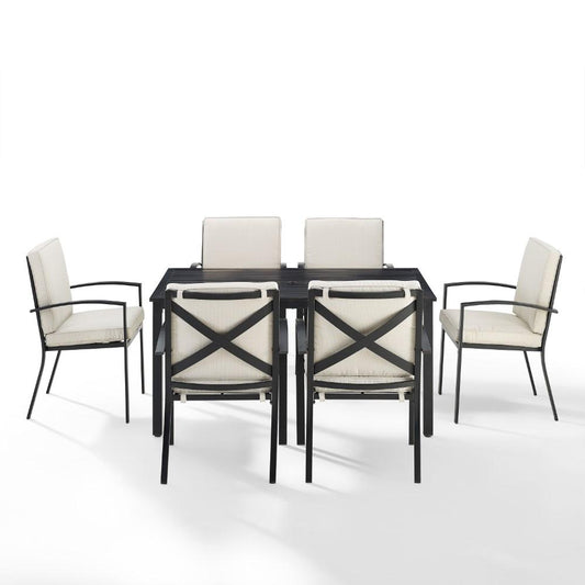 Crosley Furniture - Kaplan 7 Piece Outdoor Dining Set Oatmeal/Oil Rubbed Bronze - Table & 6 Chairs - KO60020BZ-OL veiw 2