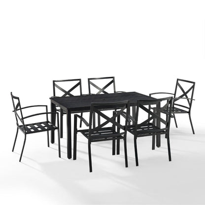 Crosley Furniture - Kaplan 7 Piece Outdoor Dining Set Oatmeal/Oil Rubbed Bronze - Table & 6 Chairs - KO60020BZ-OL veiw 3