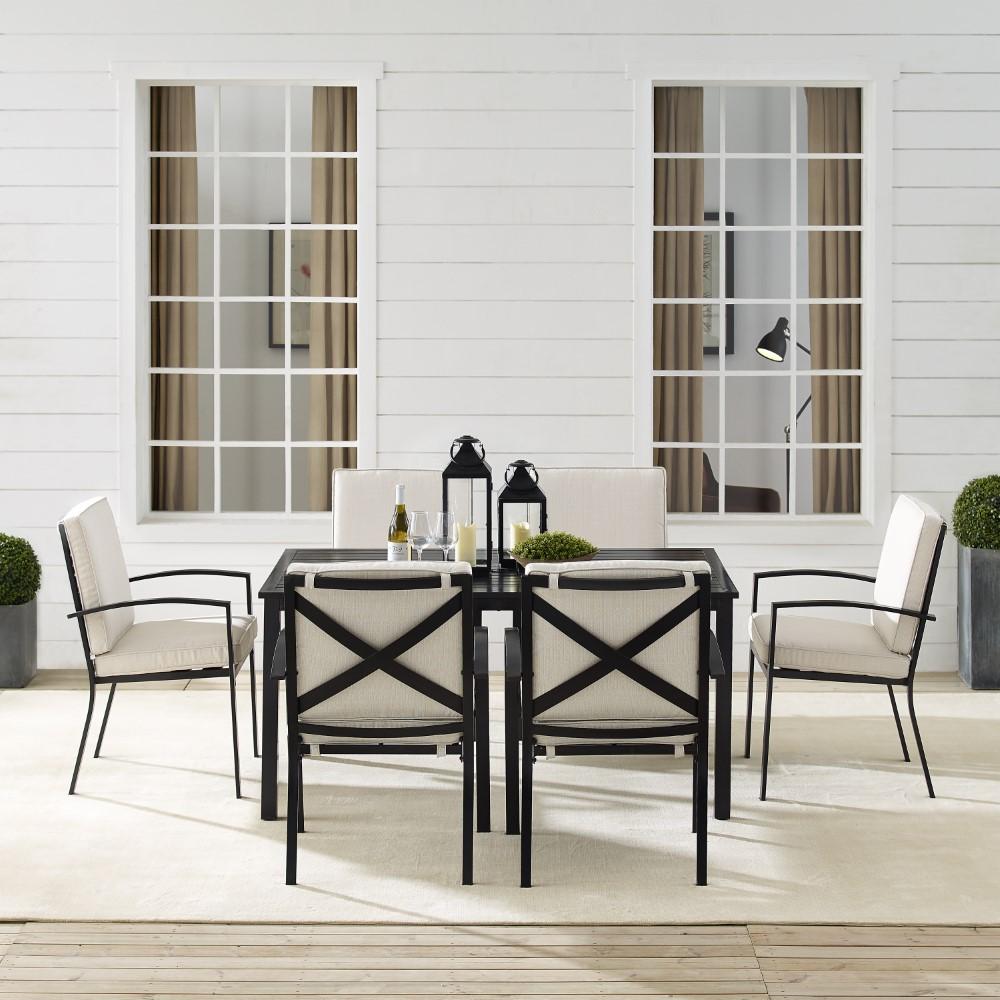 Crosley Furniture - Kaplan 7 Piece Outdoor Dining Set Oatmeal/Oil Rubbed Bronze - Table & 6 Chairs - KO60020BZ-OL veiw 7