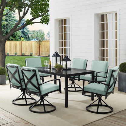Crosley Furniture - Kaplan 7 Piece Outdoor Dining Set Mist/Oil Rubbed Bronze - Table & 6 Swivel Chairs - KO60022BZ-MI veiw 8