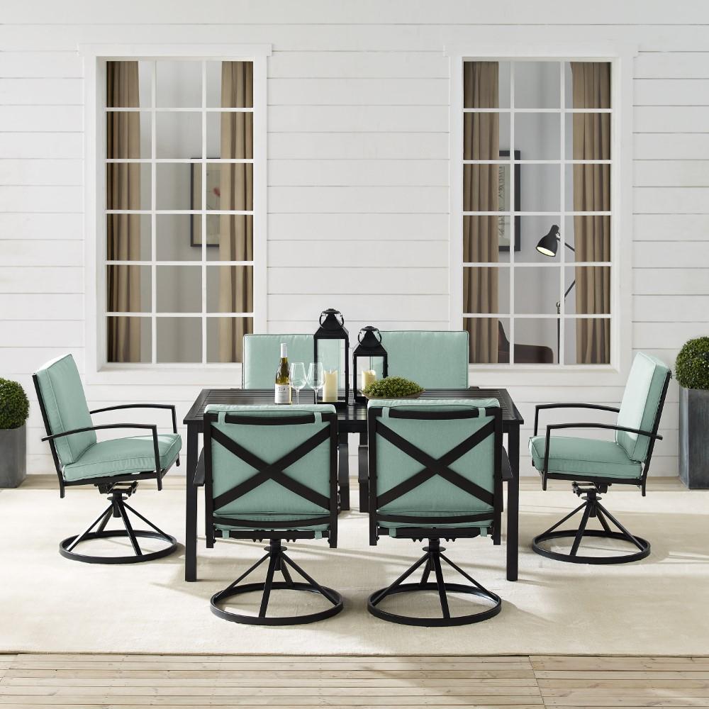 Crosley Furniture - Kaplan 7 Piece Outdoor Dining Set Mist/Oil Rubbed Bronze - Table & 6 Swivel Chairs - KO60022BZ-MI veiw 9