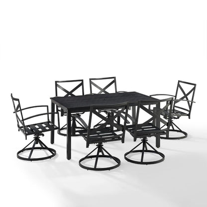 Crosley Furniture - Kaplan 7 Piece Outdoor Dining Set Oatmeal/Oil Rubbed Bronze - Table & 6 Swivel Chairs - KO60022BZ-OL veiw 3