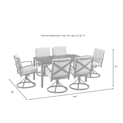 Crosley Furniture - Kaplan 7 Piece Outdoor Dining Set Oatmeal/Oil Rubbed Bronze - Table & 6 Swivel Chairs - KO60022BZ-OL veiw 4