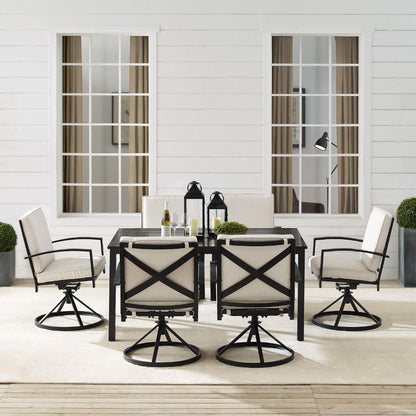 Crosley Furniture - Kaplan 7 Piece Outdoor Dining Set Oatmeal/Oil Rubbed Bronze - Table & 6 Swivel Chairs - KO60022BZ-OL veiw 9