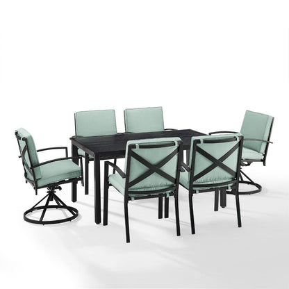 Crosley Furniture - Kaplan 7 Piece Outdoor Dining Set Mist/Oil Rubbed Bronze - Table, 2 Swivel Chairs, & 4 Regular Chairs - KO60023BZ-MI veiw 1