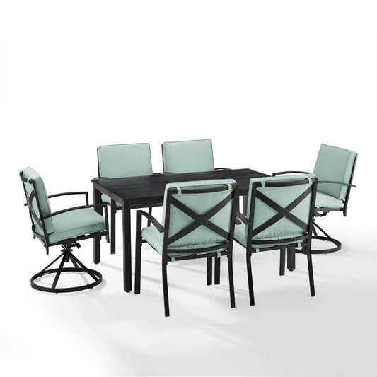 Crosley Furniture - Kaplan 7 Piece Outdoor Dining Set Mist/Oil Rubbed Bronze - Table, 2 Swivel Chairs, & 4 Regular Chairs - KO60023BZ-MI veiw 1