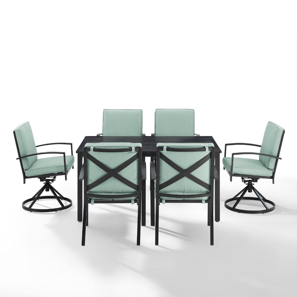 Crosley Furniture - Kaplan 7 Piece Outdoor Dining Set Mist/Oil Rubbed Bronze - Table, 2 Swivel Chairs, & 4 Regular Chairs - KO60023BZ-MI veiw 2