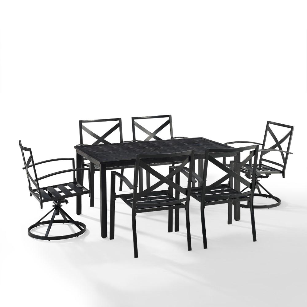 Crosley Furniture - Kaplan 7 Piece Outdoor Dining Set Mist/Oil Rubbed Bronze - Table, 2 Swivel Chairs, & 4 Regular Chairs - KO60023BZ-MI veiw 3