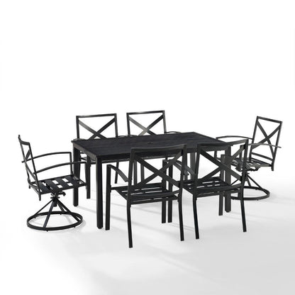 Crosley Furniture - Kaplan 7 Piece Outdoor Dining Set Mist/Oil Rubbed Bronze - Table, 2 Swivel Chairs, & 4 Regular Chairs - KO60023BZ-MI veiw 3