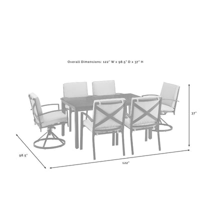 Crosley Furniture - Kaplan 7 Piece Outdoor Dining Set Mist/Oil Rubbed Bronze - Table, 2 Swivel Chairs, & 4 Regular Chairs - KO60023BZ-MI veiw 4