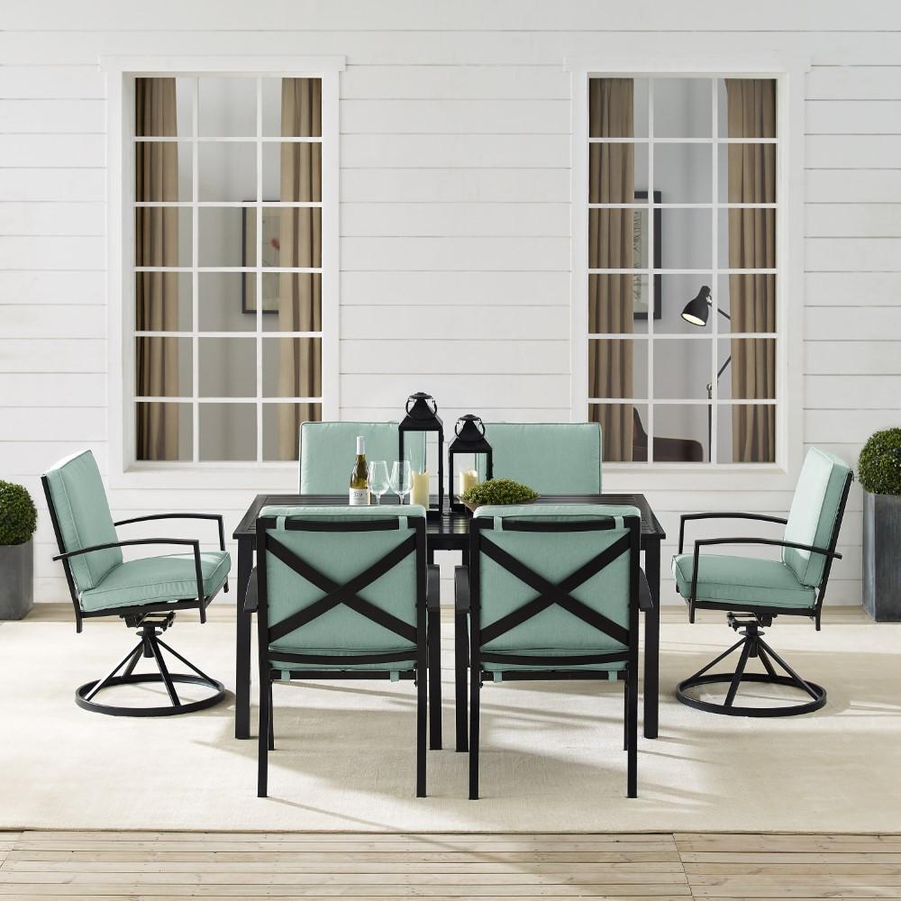Crosley Furniture - Kaplan 7 Piece Outdoor Dining Set Mist/Oil Rubbed Bronze - Table, 2 Swivel Chairs, & 4 Regular Chairs - KO60023BZ-MI veiw 9
