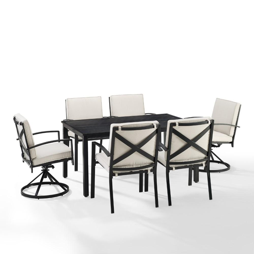 Crosley Furniture - Kaplan 7 Piece Outdoor Dining Set Oatmeal/Oil Rubbed Bronze - Table, 2 Swivel Chairs, & 4 Regular Chairs - KO60023BZ-OL veiw 1