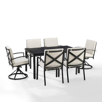 Crosley Furniture - Kaplan 7 Piece Outdoor Dining Set Oatmeal/Oil Rubbed Bronze - Table, 2 Swivel Chairs, & 4 Regular Chairs - KO60023BZ-OL veiw 1