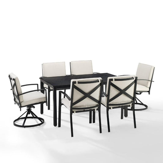 Crosley Furniture - Kaplan 7 Piece Outdoor Dining Set Oatmeal/Oil Rubbed Bronze - Table, 2 Swivel Chairs, & 4 Regular Chairs - KO60023BZ-OL veiw 1