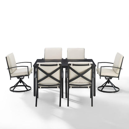 Crosley Furniture - Kaplan 7 Piece Outdoor Dining Set Oatmeal/Oil Rubbed Bronze - Table, 2 Swivel Chairs, & 4 Regular Chairs - KO60023BZ-OL veiw 2