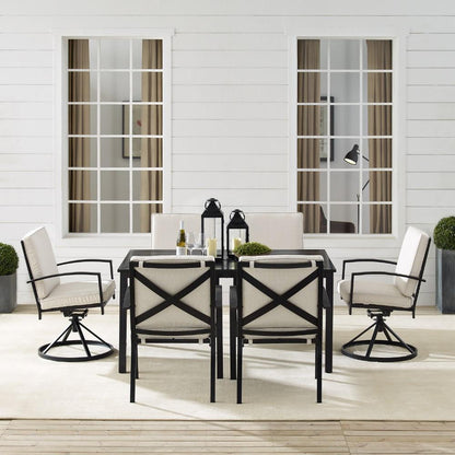 Crosley Furniture - Kaplan 7 Piece Outdoor Dining Set Oatmeal/Oil Rubbed Bronze - Table, 2 Swivel Chairs, & 4 Regular Chairs - KO60023BZ-OL veiw 9
