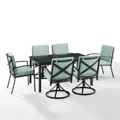 Crosley Furniture - Kaplan 7 Piece Outdoor Dining Set Mist/Oil Rubbed Bronze - Table, 4 Swivel Chairs, & 2 Regular Chairs - KO60024BZ-MI veiw 1