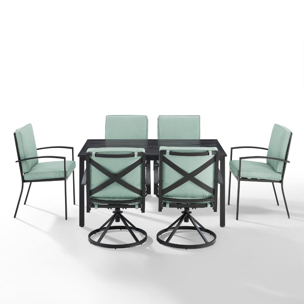 Crosley Furniture - Kaplan 7 Piece Outdoor Dining Set Mist/Oil Rubbed Bronze - Table, 4 Swivel Chairs, & 2 Regular Chairs - KO60024BZ-MI veiw 2