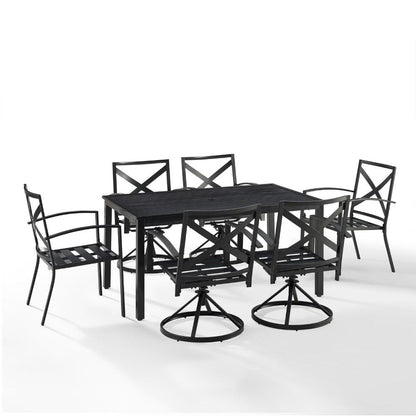 Crosley Furniture - Kaplan 7 Piece Outdoor Dining Set Mist/Oil Rubbed Bronze - Table, 4 Swivel Chairs, & 2 Regular Chairs - KO60024BZ-MI veiw 3