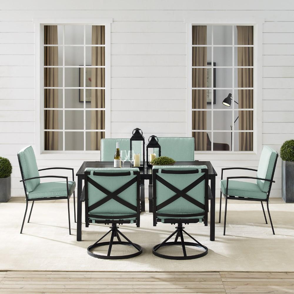 Crosley Furniture - Kaplan 7 Piece Outdoor Dining Set Mist/Oil Rubbed Bronze - Table, 4 Swivel Chairs, & 2 Regular Chairs - KO60024BZ-MI veiw 9