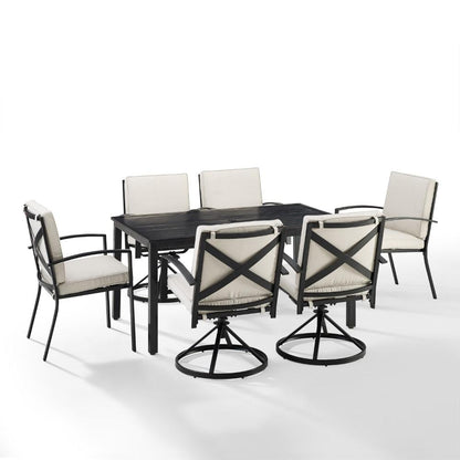 Crosley Furniture - Kaplan 7 Piece Outdoor Dining Set Oatmeal/Oil Rubbed Bronze - Table, 4 Swivel Chairs, & 2 Regular Chairs - KO60024BZ-OL veiw 1