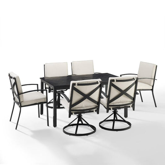 Crosley Furniture - Kaplan 7 Piece Outdoor Dining Set Oatmeal/Oil Rubbed Bronze - Table, 4 Swivel Chairs, & 2 Regular Chairs - KO60024BZ-OL veiw 1