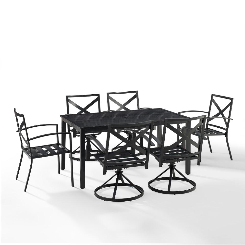 Crosley Furniture - Kaplan 7 Piece Outdoor Dining Set Oatmeal/Oil Rubbed Bronze - Table, 4 Swivel Chairs, & 2 Regular Chairs - KO60024BZ-OL veiw 3