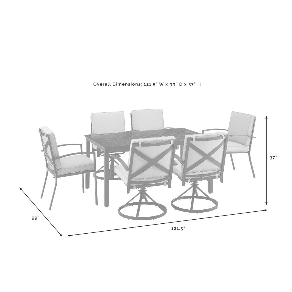 Crosley Furniture - Kaplan 7 Piece Outdoor Dining Set Oatmeal/Oil Rubbed Bronze - Table, 4 Swivel Chairs, & 2 Regular Chairs - KO60024BZ-OL veiw 4