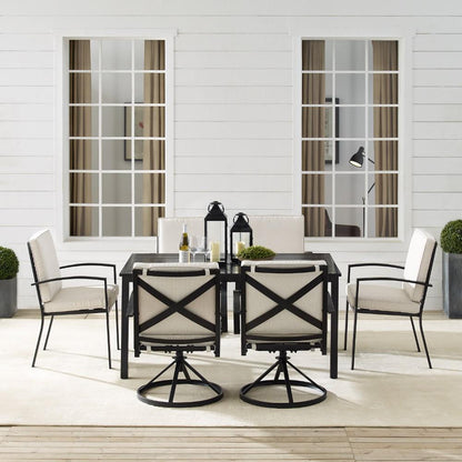 Crosley Furniture - Kaplan 7 Piece Outdoor Dining Set Oatmeal/Oil Rubbed Bronze - Table, 4 Swivel Chairs, & 2 Regular Chairs - KO60024BZ-OL veiw 9