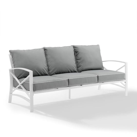 Crosley Furniture - Kaplan Outdoor Metal Sofa Gray/White - KO60027WH-GY veiw 1