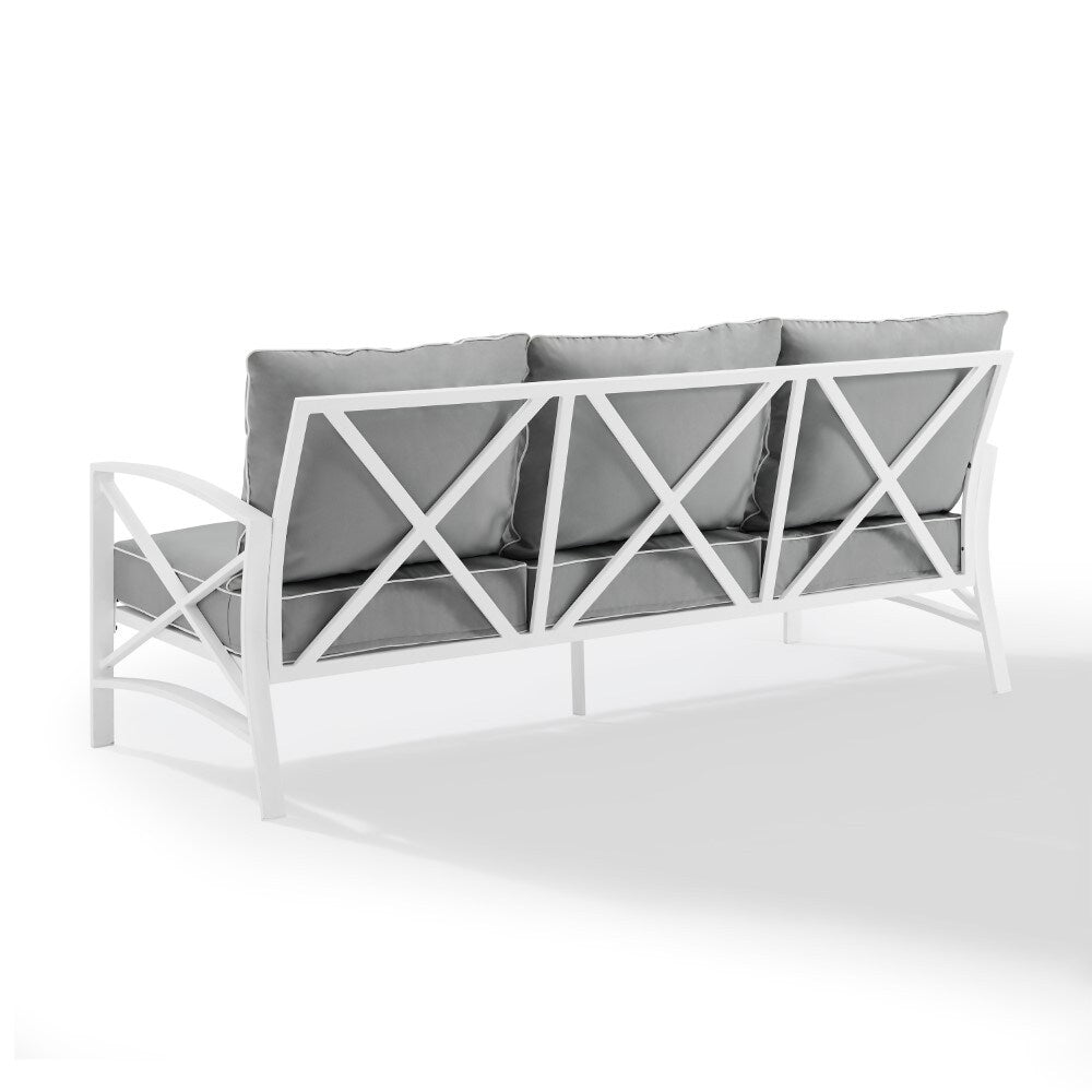 Crosley Furniture - Kaplan Outdoor Metal Sofa Gray/White - KO60027WH-GY veiw 3