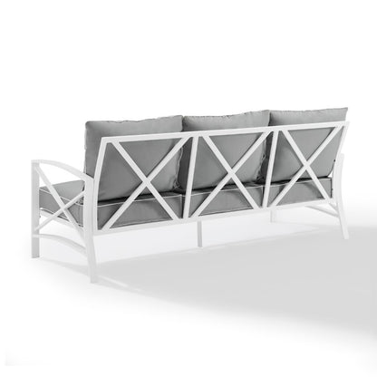 Crosley Furniture - Kaplan Outdoor Metal Sofa Gray/White - KO60027WH-GY veiw 3