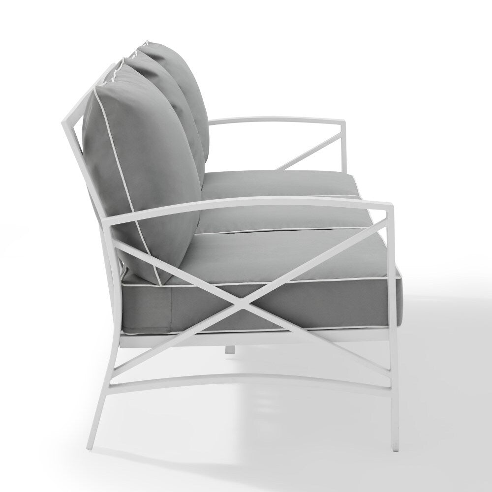 Crosley Furniture - Kaplan Outdoor Metal Sofa Gray/White - KO60027WH-GY veiw 4