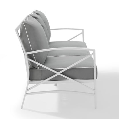 Crosley Furniture - Kaplan Outdoor Metal Sofa Gray/White - KO60027WH-GY veiw 4
