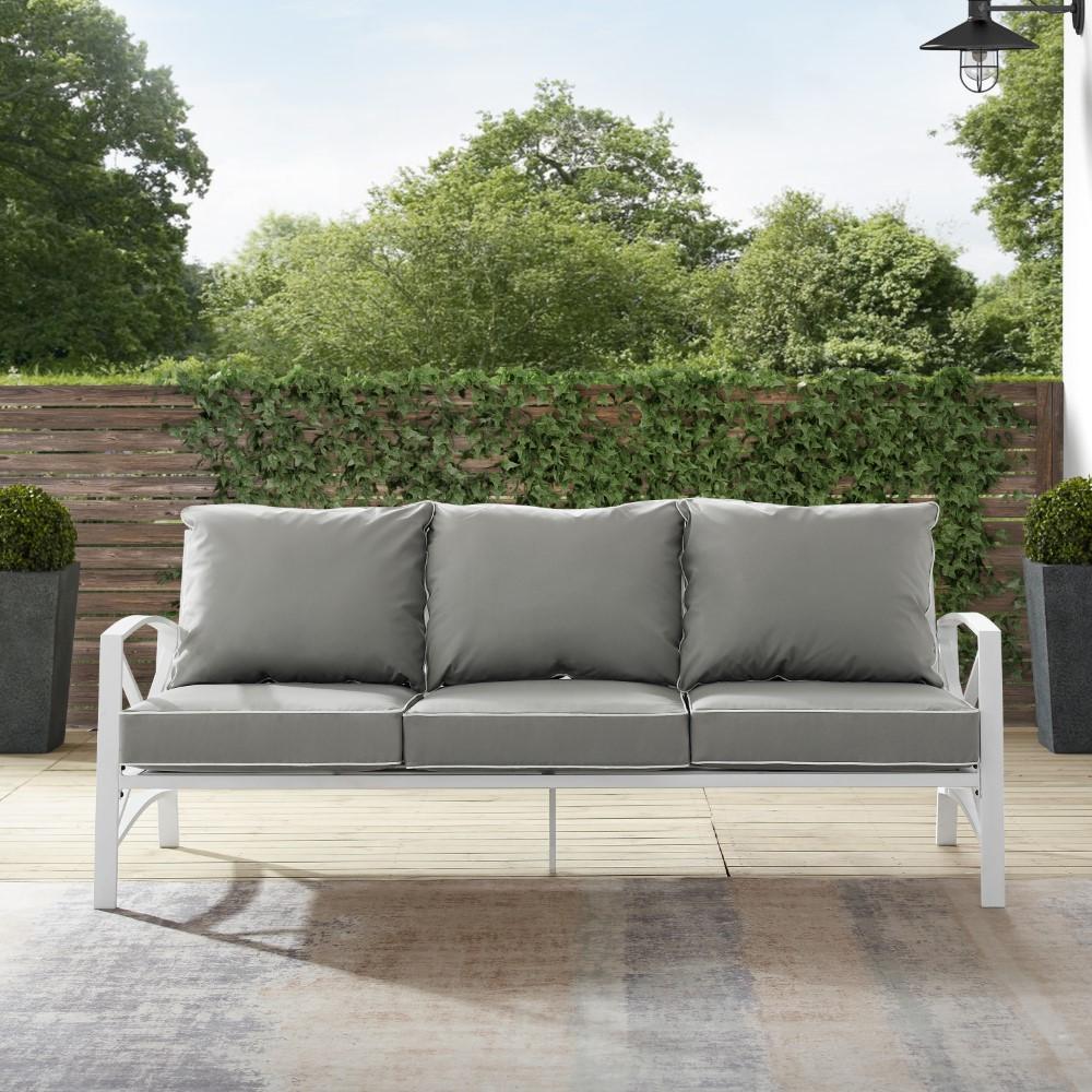 Crosley Furniture - Kaplan Outdoor Metal Sofa Gray/White - KO60027WH-GY veiw 7