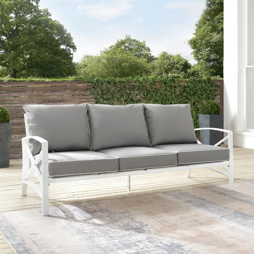 Crosley Furniture - Kaplan Outdoor Metal Sofa Gray/White - KO60027WH-GY veiw 8
