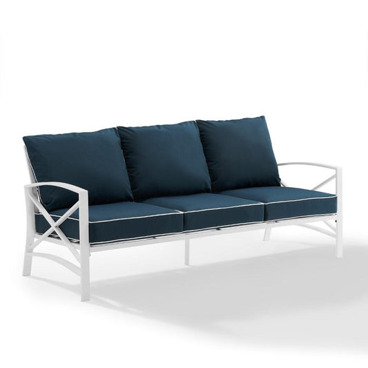 Crosley Furniture - Kaplan Outdoor Metal Sofa Navy/White - KO60027WH-NV veiw 1