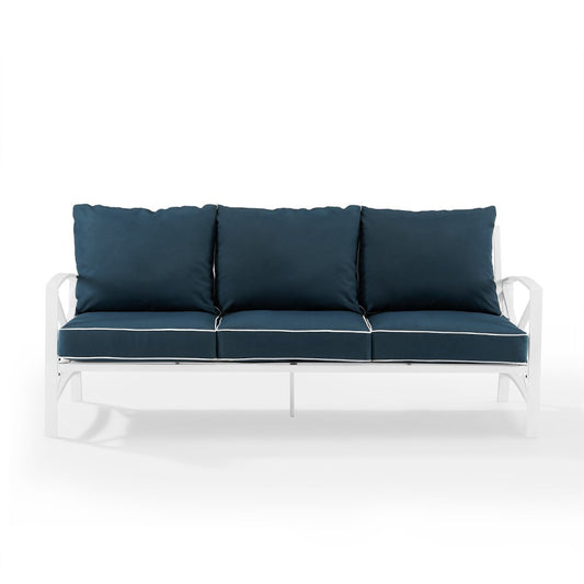 Crosley Furniture - Kaplan Outdoor Metal Sofa Navy/White - KO60027WH-NV veiw 2