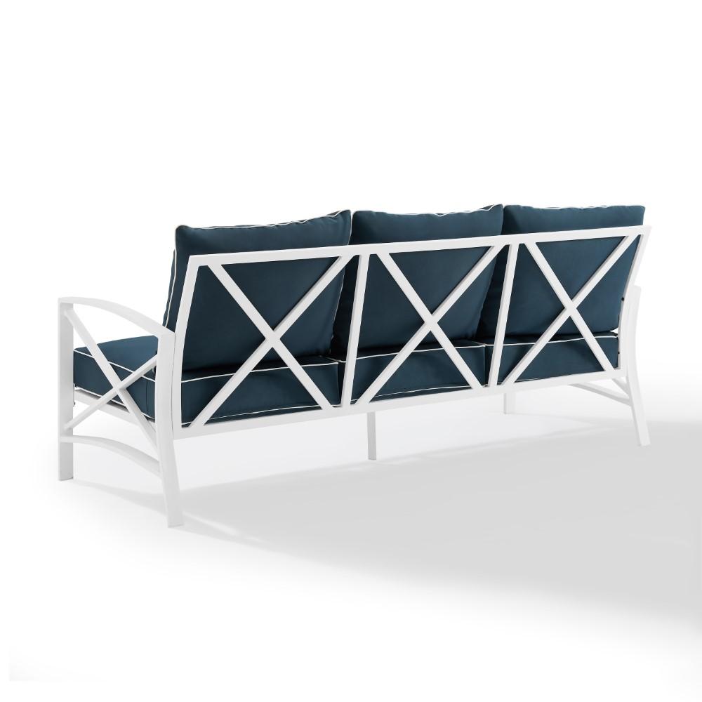 Crosley Furniture - Kaplan Outdoor Metal Sofa Navy/White - KO60027WH-NV veiw 3