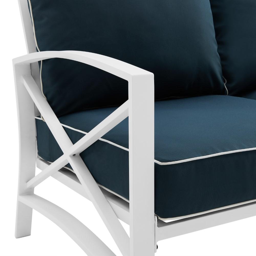 Crosley Furniture - Kaplan Outdoor Metal Sofa Navy/White - KO60027WH-NV veiw 5