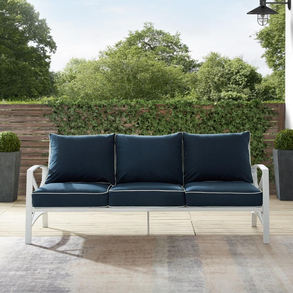 Crosley Furniture - Kaplan Outdoor Metal Sofa Navy/White - KO60027WH-NV veiw 7