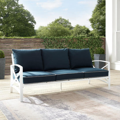 Crosley Furniture - Kaplan Outdoor Metal Sofa Navy/White - KO60027WH-NV veiw 8