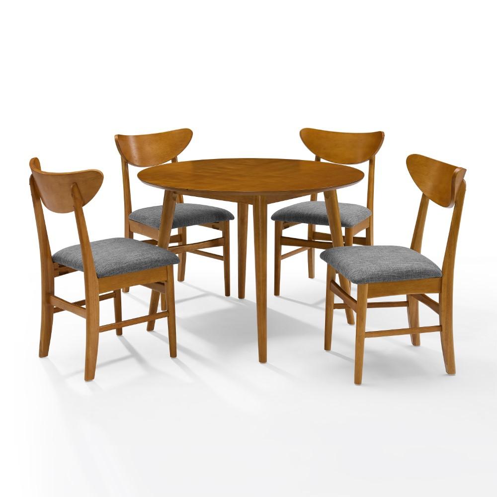 Crosley Furniture - Landon 5 Piece Round Dining Set Acorn - Table & 4 Wood Back Chairs - KF13044AC veiw 1