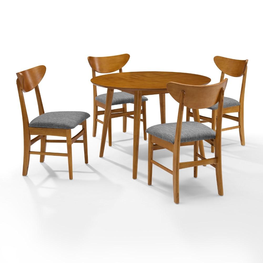 Crosley Furniture - Landon 5 Piece Round Dining Set Acorn - Table & 4 Wood Back Chairs - KF13044AC veiw 2